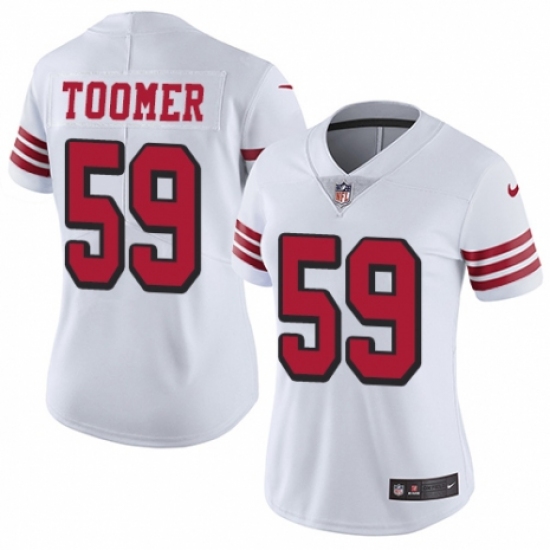 Women's Nike San Francisco 49ers #59 Korey Toomer Limited White Rush Vapor Untouchable NFL Jersey - Ujersey