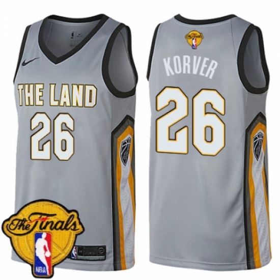 Men's Nike Cleveland Cavaliers #26 Kyle Korver Swingman Gray 2018 NBA Finals Bound NBA Jersey - City Edition - Ujersey