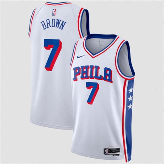 Men's Philadelphia 76ers #7 Jaylen Brown White 2026 Association Edition Stitched Jersey - Ujersey