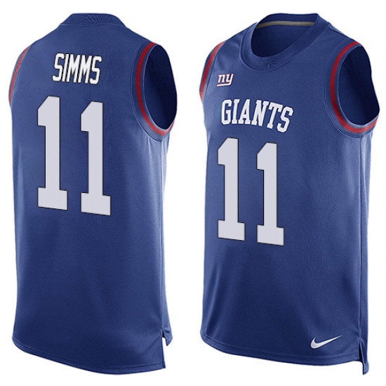 Men's Nike New York Giants #11 Phil Simms Limited Royal Blue Player Name & Number Tank Top NFL Jersey - Ujersey