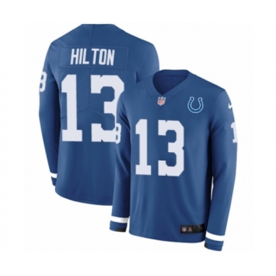 Youth Nike Indianapolis Colts #13 T.Y. Hilton Limited Blue Therma Long Sleeve NFL Jersey - Ujersey