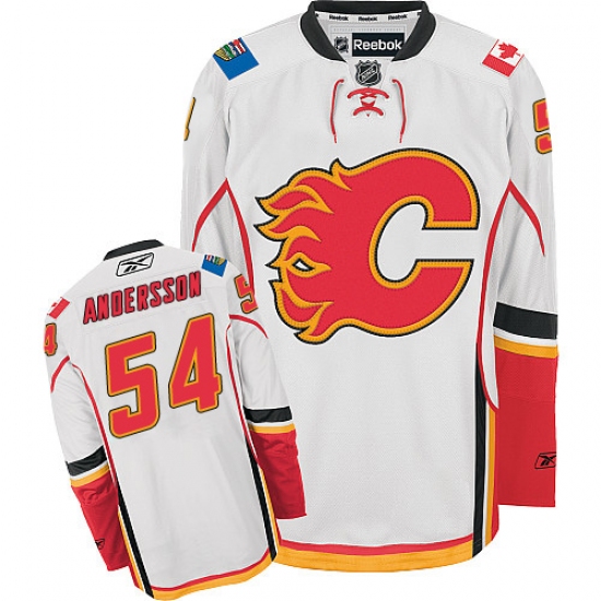 Women's Reebok Calgary Flames #54 Rasmus Andersson Authentic White Away NHL Jersey - Ujersey