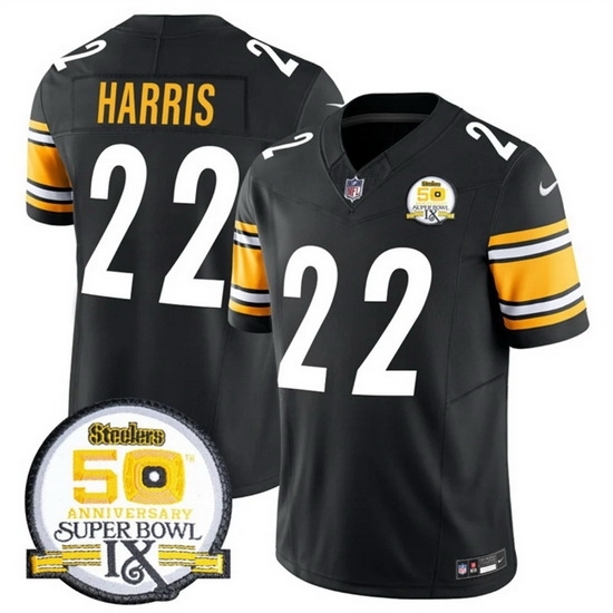 Men's Pittsburgh Steelers #22 Najee Harris Black 2024 F U S E 50th Anniversary Of Super Bowl IX Alternate Vapor Untouchable Limited Stitched Jersey