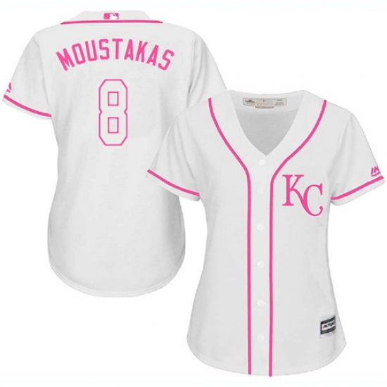 Women's Majestic Kansas City Royals #8 Mike Moustakas Authentic White Fashion Cool Base MLB Jersey - Ujersey