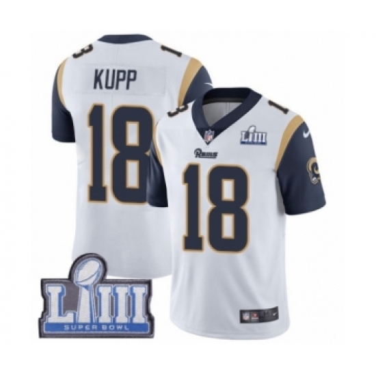 Men's Nike Los Angeles Rams #18 Cooper Kupp White Vapor Untouchable Limited Player Super Bowl LIII Bound NFL Jersey - Ujersey