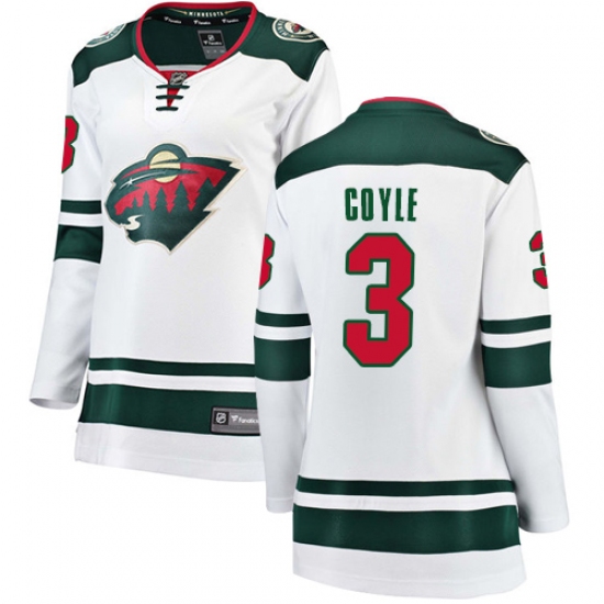 Women's Minnesota Wild #3 Charlie Coyle Authentic White Away Fanatics Branded Breakaway NHL Jersey - Ujersey