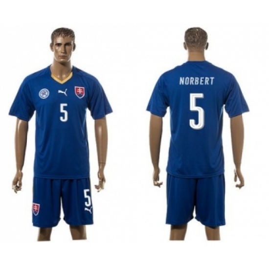 Slovakia #5 Norbert Blue Away Soccer Country Jersey