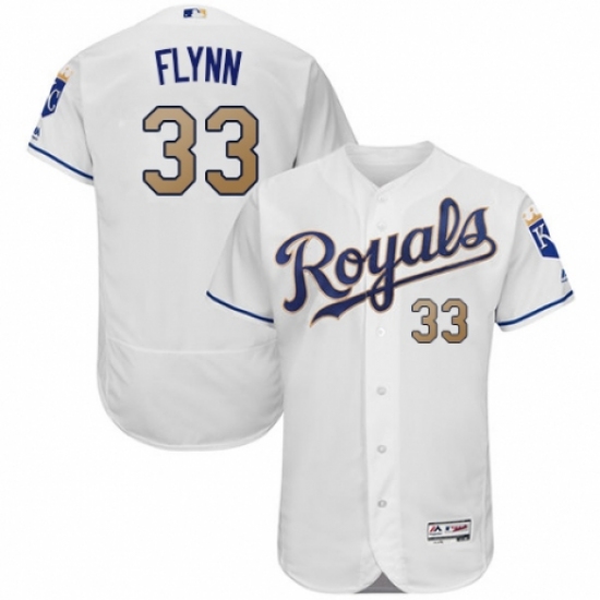 Men's Majestic Kansas City Royals #33 Brian Flynn White Flexbase Authentic Collection MLB Jersey - Ujersey