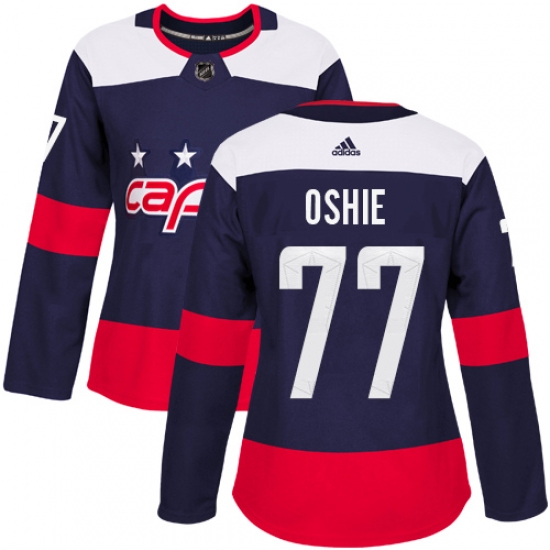 Women's Adidas Washington Capitals #77 T.J. Oshie Authentic Navy Blue 2018 Stadium Series NHL Jersey - Ujersey