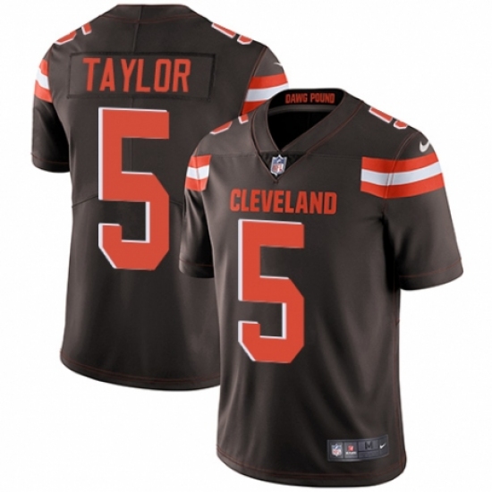 Men's Nike Cleveland Browns #5 Tyrod Taylor Brown Team Color Vapor Untouchable Limited Player NFL Jersey - Ujersey
