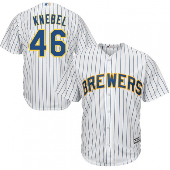 Youth Majestic Milwaukee Brewers #46 Corey Knebel Authentic White Alternate Cool Base MLB Jersey - Ujersey