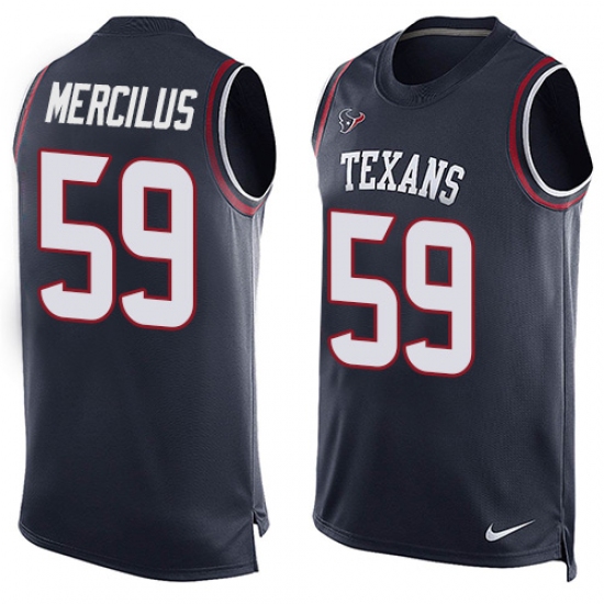 Men's Nike Houston Texans #59 Whitney Mercilus Limited Navy Blue Player Name & Number Tank Top NFL Jersey - Ujersey