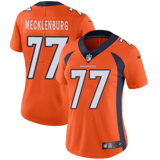 Women's Nike Denver Broncos #77 Karl Mecklenburg Orange Team Color Vapor Untouchable Limited Player NFL Jersey - Ujersey