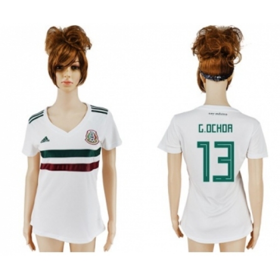 Women's Mexico #13 G.Ochoa Away Soccer Country Jersey