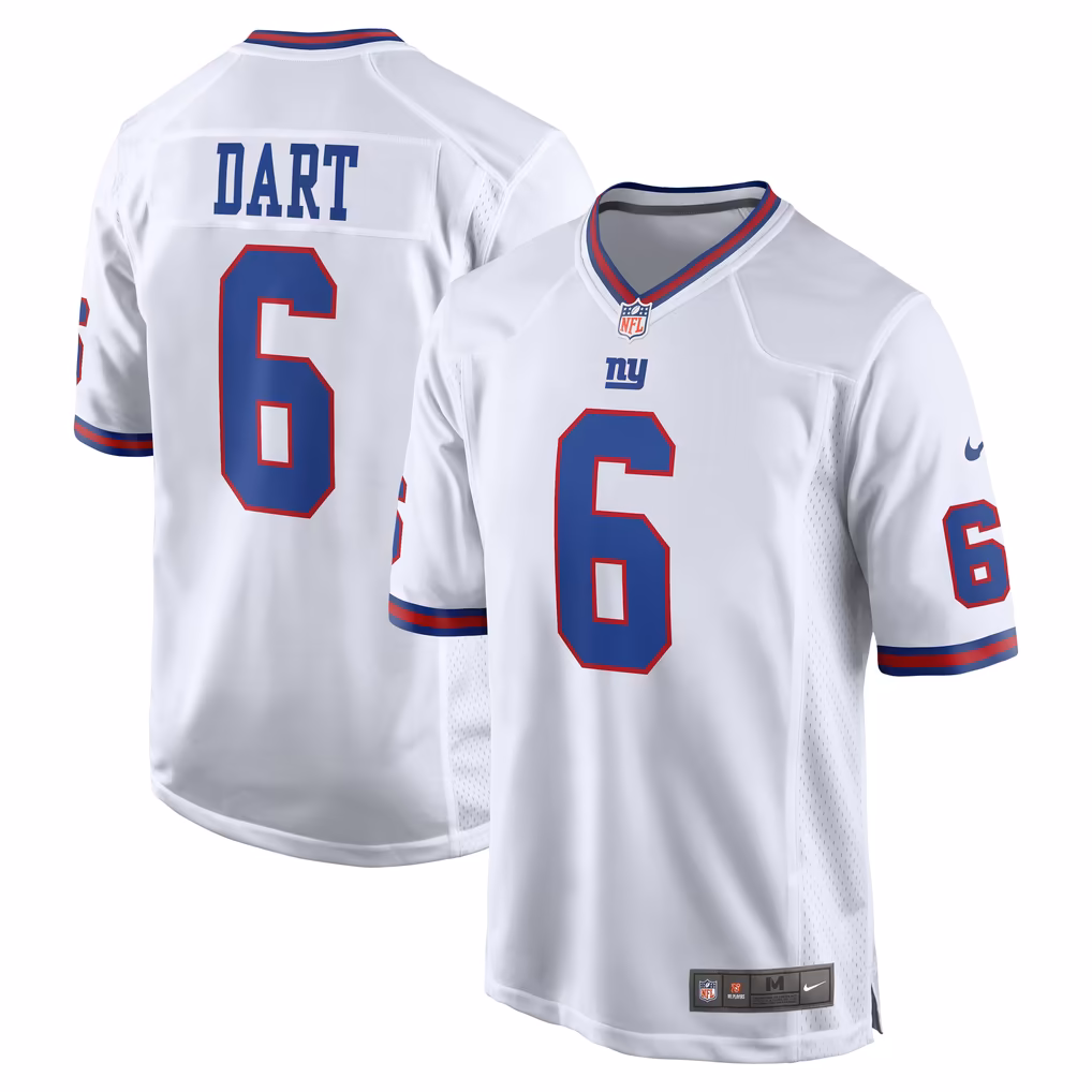 Men's New York Giants Jaxson Dart Nike White Alternate Vintage White Game Jersey - Ujersey