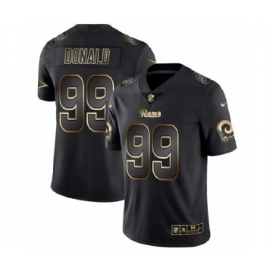 Men Los Angeles Rams #99 Aaron Donald Black Golden Edition 2019 Vapor Untouchable Limited Jersey - Ujersey