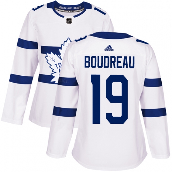 Women's Adidas Toronto Maple Leafs #19 Bruce Boudreau Authentic White 2018 Stadium Series NHL Jersey - Ujersey