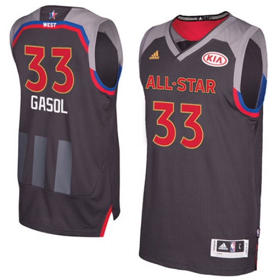 Men's Adidas Memphis Grizzlies #33 Marc Gasol Authentic Charcoal 2017 All Star NBA Jersey - Ujersey
