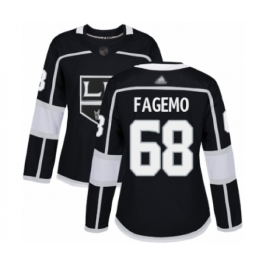 Women's Los Angeles Kings #68 Samuel Fagemo Authentic Black Home Hockey Jersey - Ujersey