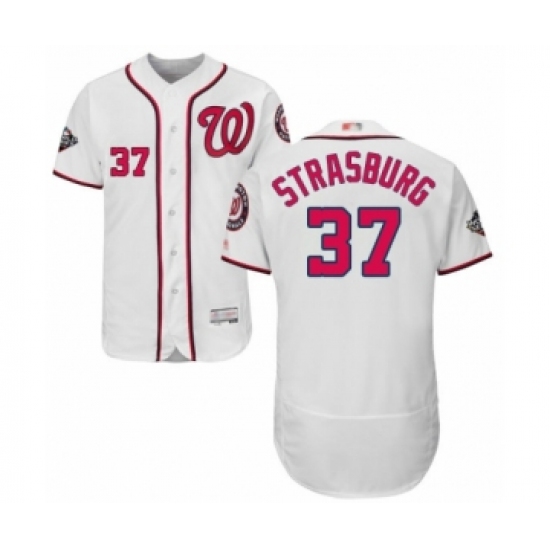 Men's Washington Nationals #37 Stephen Strasburg White Home Flex Base Authentic Collection 2019 World Series Bound Baseball Jersey - Ujersey