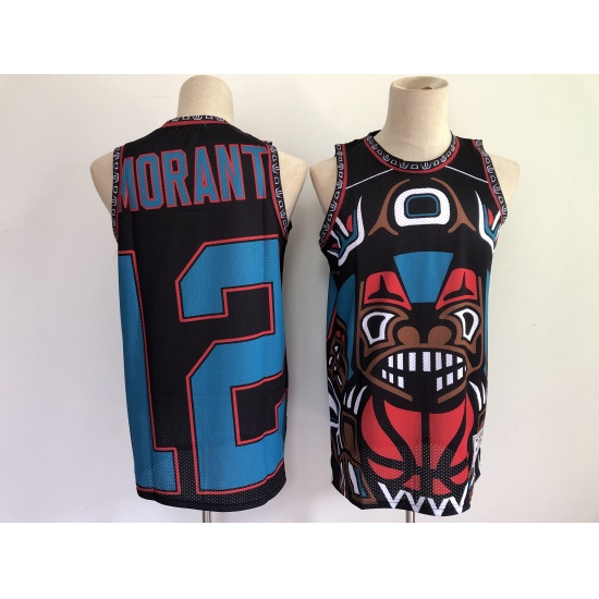 Men's Memphis Grizzlies #12 Ja Morant Big Face-2.0- Black Jersey