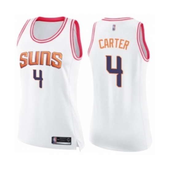 Women's Phoenix Suns #4 Jevon Carter Swingman White Pink Fashion Basketball Jersey - Ujersey