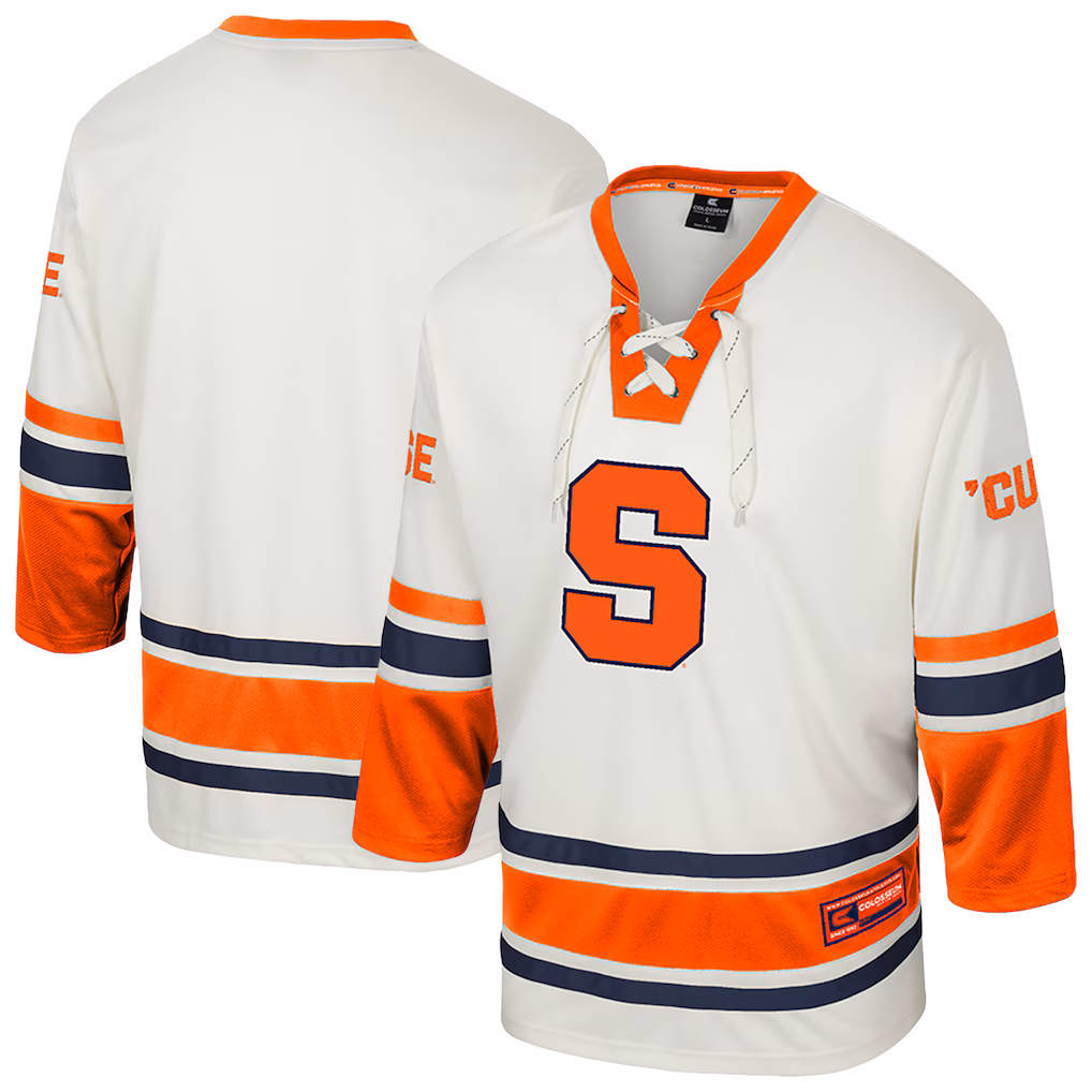 Men's Colosseum Cream Syracuse Orange Puck Proud Fashion Hockey Jersey - Ujersey NHL