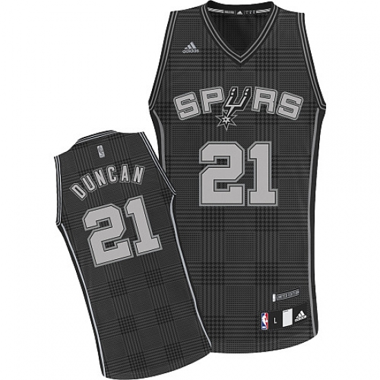 Men's Adidas San Antonio Spurs #21 Tim Duncan Swingman Black Rhythm Fashion NBA Jersey - Ujersey