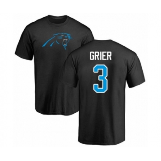 Football Carolina Panthers #3 Will Grier Black Name & Number Logo T-Shirt - Ujersey