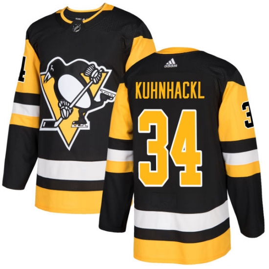 Youth Adidas Pittsburgh Penguins #34 Tom Kuhnhackl Authentic Black Home NHL Jersey - Ujersey