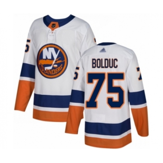 Men's New York Islanders #75 Samuel Bolduc Authentic White Away Hockey Jersey - Ujersey