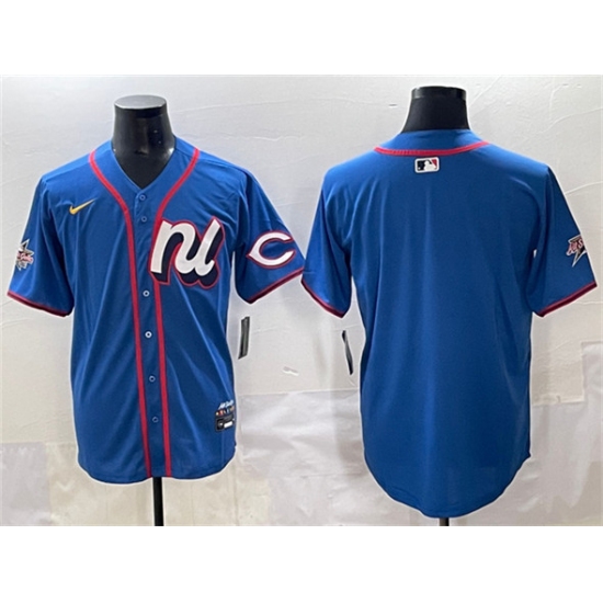Men's National League Cincinnati Reds Blank Blue 2025 All-Star Edition Limited Stitched Baseball Jersey - Ujersey