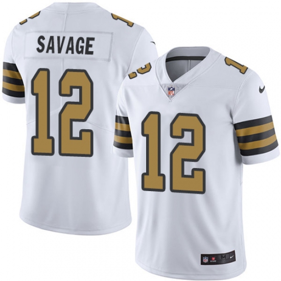 Youth Nike New Orleans Saints #12 Tom Savage Limited White Rush Vapor Untouchable NFL Jersey - Ujersey