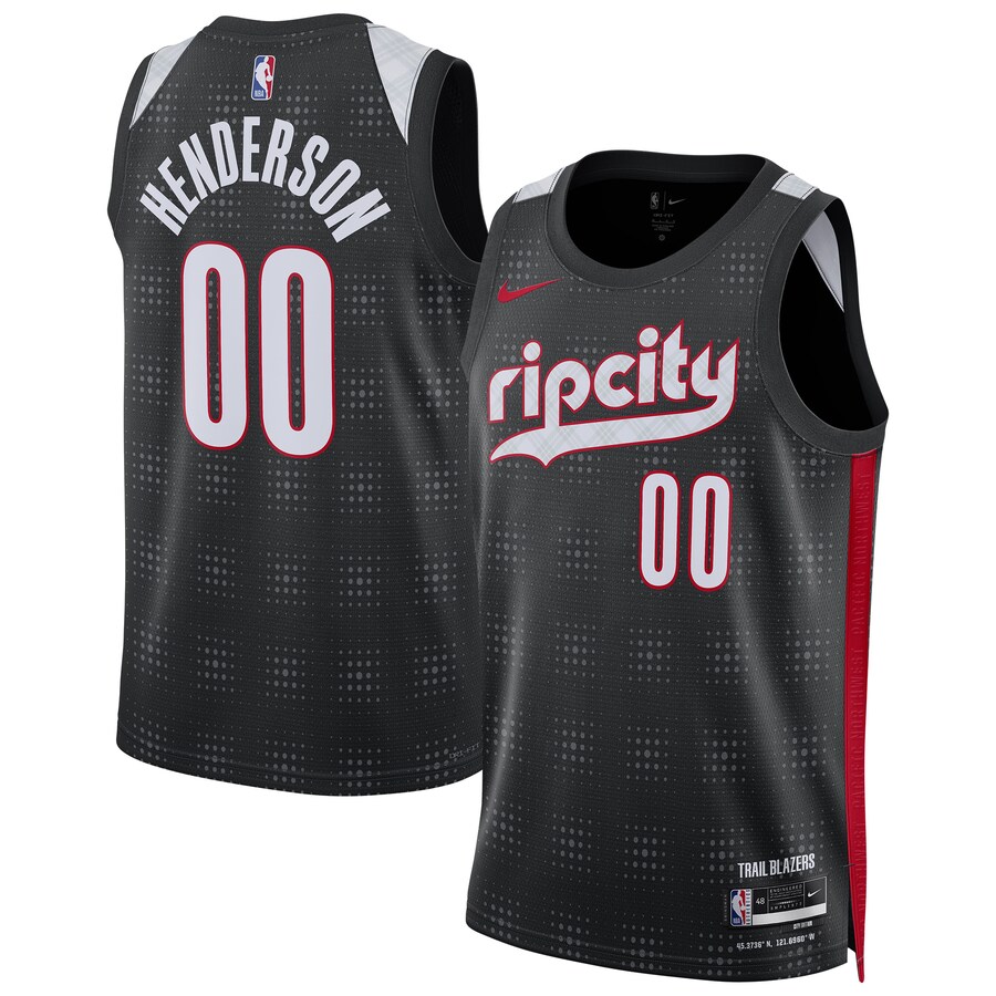 Unisex Portland Trail Blazers Scoot Henderson Nike Black 2024/25 Swingman Player Jersey - City Edition - Ujersey NHL