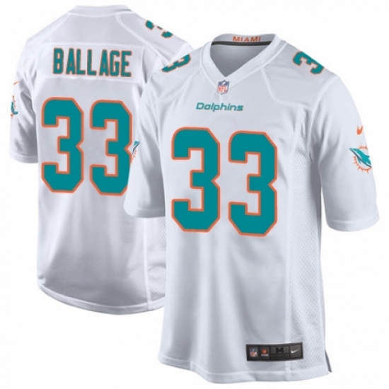 Men's Nike Miami Dolphins #33 Kalen Ballage Game White NFL Jersey - Ujersey