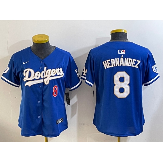 Women's Los Angeles Dodgers #8 Enrique Hernández Royal 2024 Jackie Robinson Limited Stitched Jersey - Ujersey