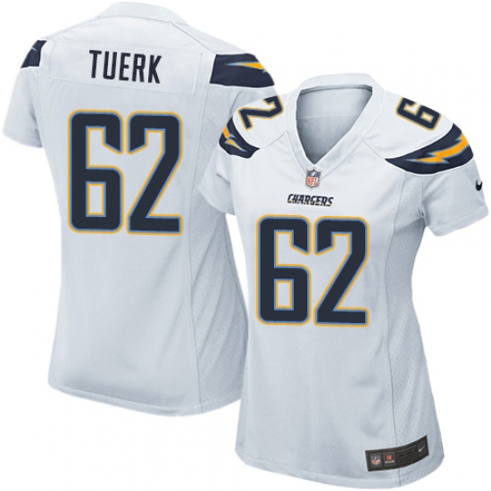 Women's Nike Los Angeles Chargers #62 Max Tuerk Game White NFL Jersey - Ujersey