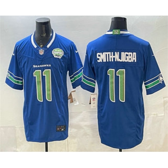 Men's Seattle Seahawks #11 Jaxon Smith-Njigba Royal FUSE 2025 NFC West Champions Limited Stitched Jersey - Ujersey
