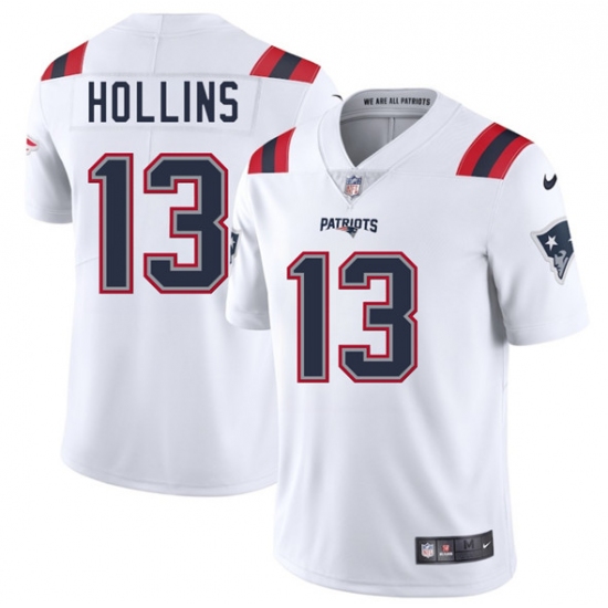 Men's New England Patriots #13 Mack Hollins White 2025 Vapor Limited Football Stitched Jersey - Ujersey