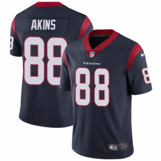 Men's Nike Houston Texans #88 Jordan Akins Navy Blue Team Color Vapor Untouchable Limited Player NFL Jersey - Ujersey
