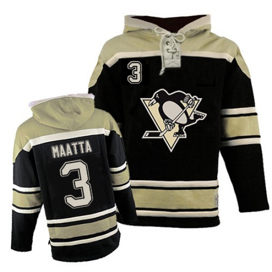 Men's Old Time Hockey Pittsburgh Penguins #3 Olli Maatta Premier Black Sawyer Hooded Sweatshirt NHL Jersey - Ujersey
