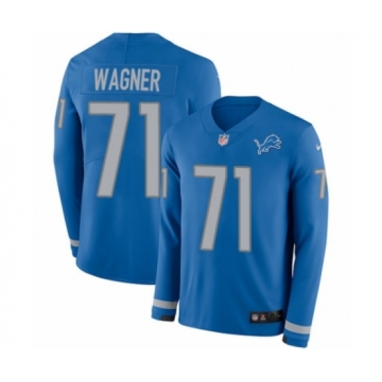Youth Nike Detroit Lions #71 Ricky Wagner Limited Blue Therma Long Sleeve NFL Jersey - Ujersey