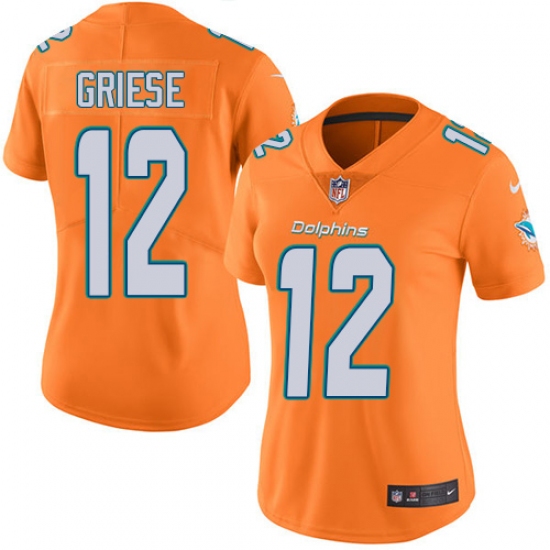 Women's Nike Miami Dolphins #12 Bob Griese Limited Orange Rush Vapor Untouchable NFL Jersey - Ujersey
