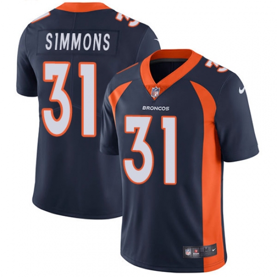 Youth Nike Denver Broncos #31 Justin Simmons Navy Blue Alternate Vapor Untouchable Limited Player NFL Jersey - Ujersey