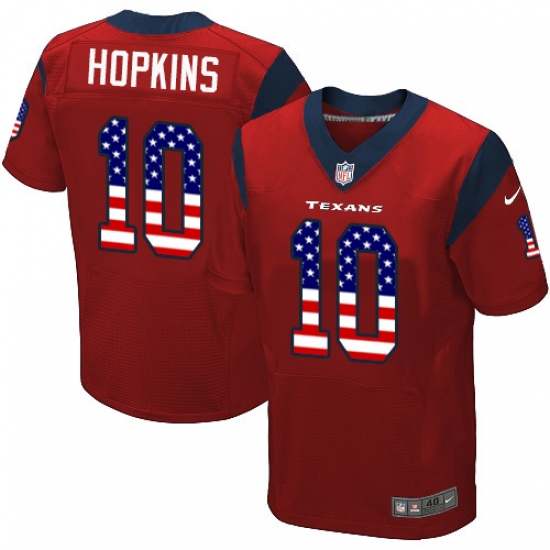 Men's Nike Houston Texans #10 DeAndre Hopkins Elite Red Alternate USA Flag Fashion NFL Jersey - ujerseystore