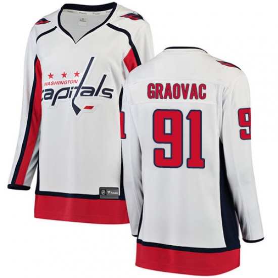 Women's Washington Capitals #91 Tyler Graovac Fanatics Branded White Away Breakaway NHL Jersey - Ujersey