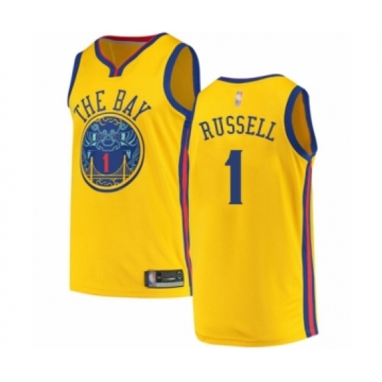 Women's Golden State Warriors #1 D'Angelo Russell Swingman Gold Basketball Jersey - City Edition - Ujersey