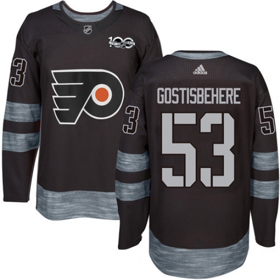 Men's Adidas Philadelphia Flyers #53 Shayne Gostisbehere Premier Black 1917-2017 100th Anniversary NHL Jersey - Ujersey