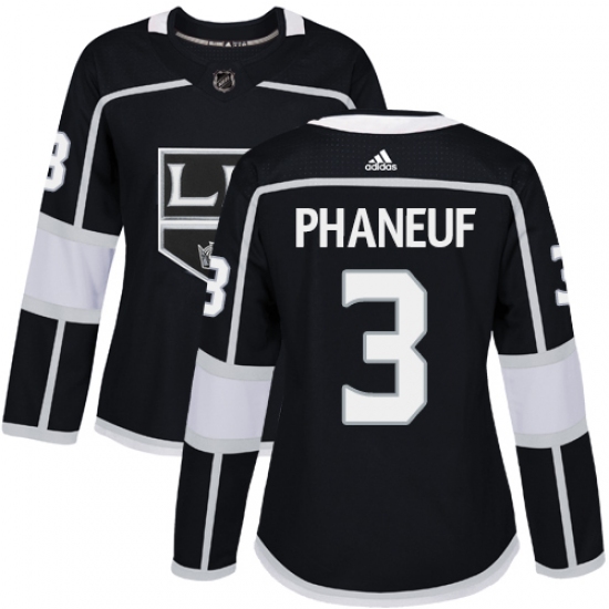 Women's Adidas Los Angeles Kings #3 Dion Phaneuf Authentic Black Home NHL Jersey - Ujersey