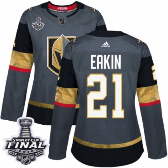 Women's Adidas Vegas Golden Knights #21 Cody Eakin Authentic Gray Home 2018 Stanley Cup Final NHL Jersey - Ujersey